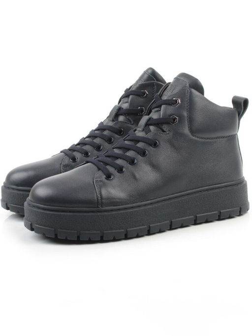 05-AW1010-2M DK. BLUE Ботинки зимние мужские (натуральная кожа, натуральный мех)