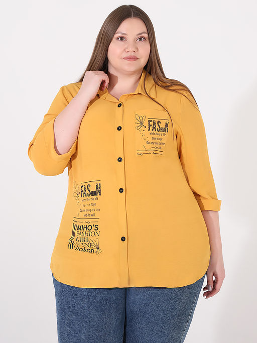 Желтая рубашка женская больших размеров