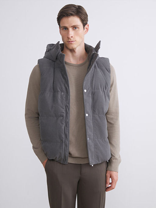 Standart Kal?p Dik Yaka Kadife Erkek Yelek