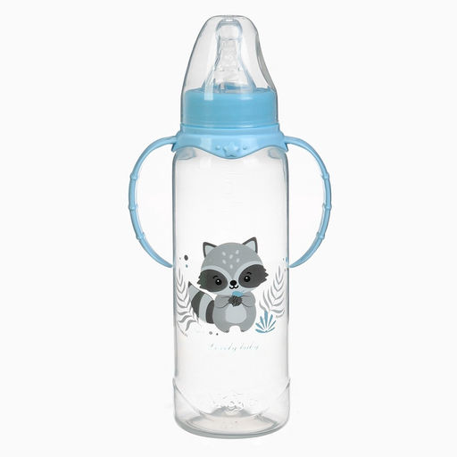 Бутылочка для кормления Крошка Я Lovely baby от 0 мес., 250 мл, с ручками, цилиндр, голубой