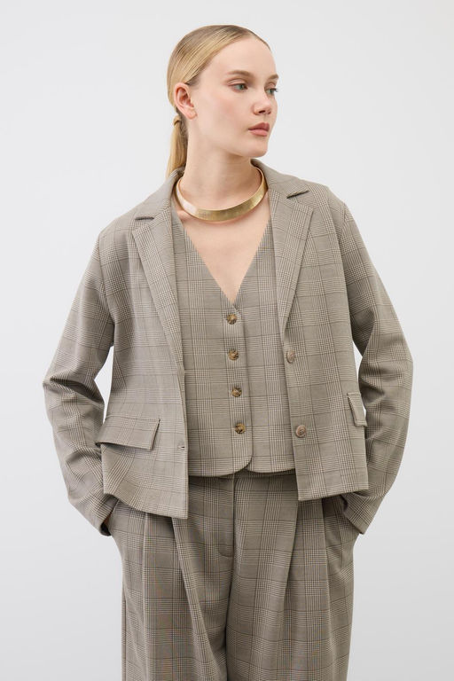 ЕВТ 3336/кремовый,клетка глен жакет жен
