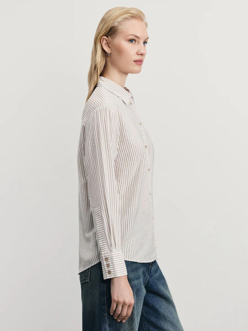 Рубашка в полоску из вискозы / Zarina фото 4