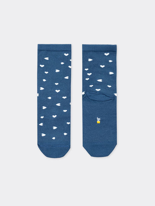 Цена за 5 пар! Высокие детские носки в оттенке кэмел с рисунком в виде сердечек - Mark formelle фото 7