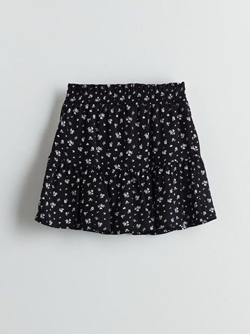 Beli Lastikli ?i?ekli K?z ?ocuk ?ort Etek