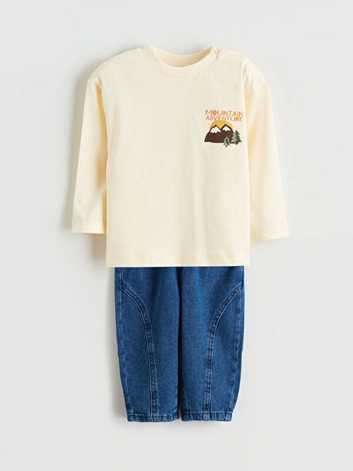 Bisiklet Yaka Erkek Bebek Ti??rt ve Jean Pantolon