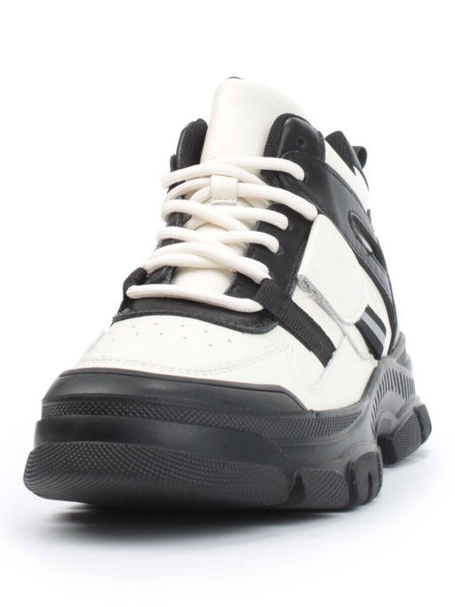05-P51-1Z WHITE/BLACK Кроссовки женские зимние (натуральная и искусственная кожа, шерсть)