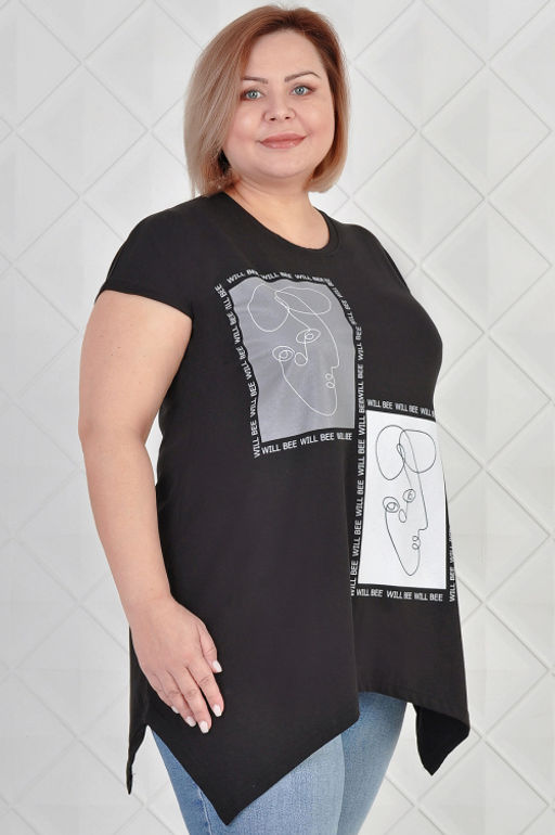 Арт. 3670 Футболка женская 46-56 (6 шт) Цвет:черный - Калинка фото 7
