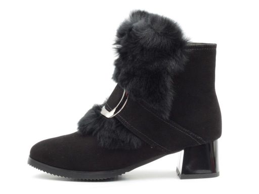04-JM715-2 BLACK Ботинки женские (натуральная замша, натуральный мех (полностью)) - Фабричный китай фото 7