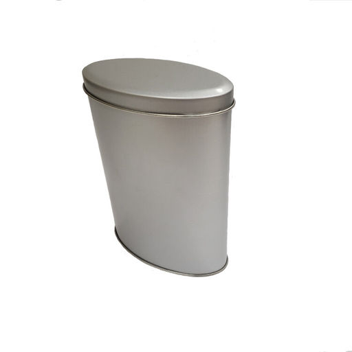 Банка для чая жестяная овальная 0,9 л (серебро)