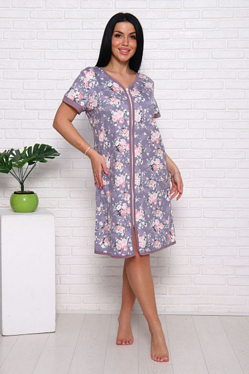 Халат женский с карманами на молнии "Розы" (933-5)