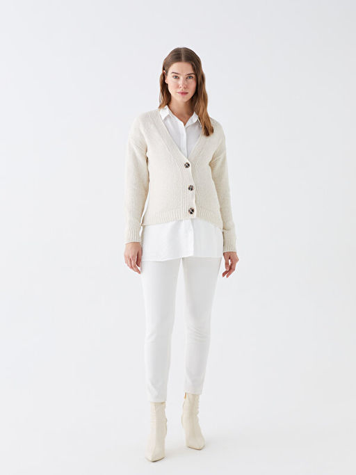 V Yaka D?z Uzun Kollu Hamile Triko H?rka