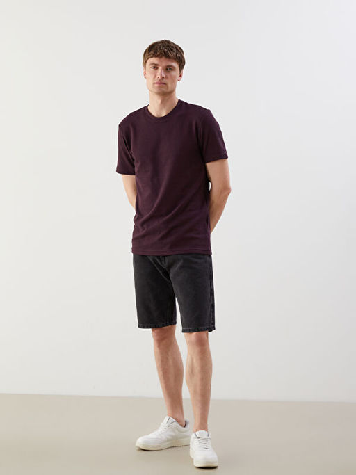 Bisiklet Yaka K?sa Kollu Erkek Dokulu Ti??rt