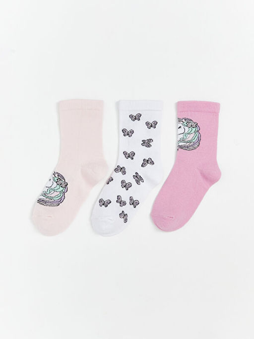 Desenli K?z ?ocuk Soket ?orap 3l?