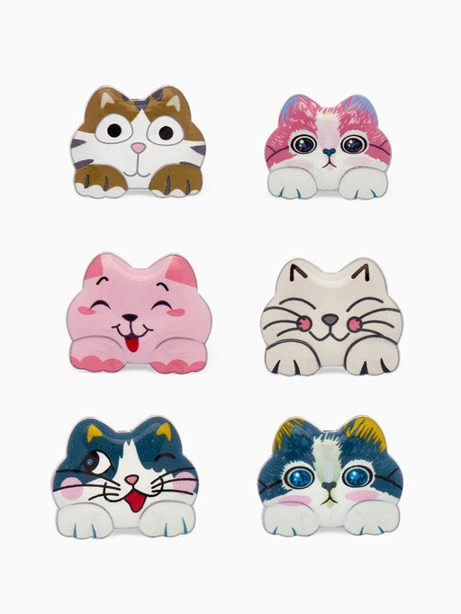 Цена за 12 шт. Брошь «Котёнок» озорной, МИКС в серебре