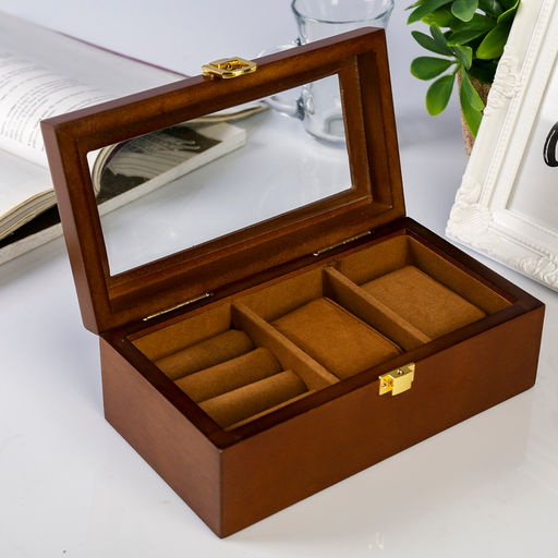 Шкатулка дерево 2 отделения под часы и бижутерию Стиль коричневая 10,5х7х19,2 см - Simaland фото 3