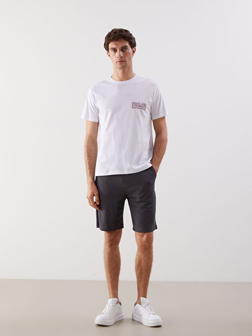 Bisiklet Yaka K?sa Kollu Bask?l? Penye Erkek Ti??rt