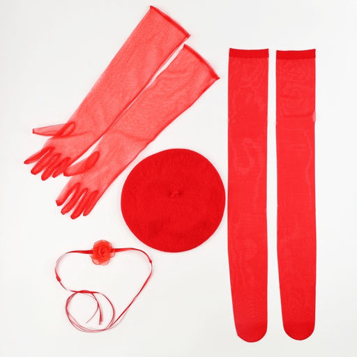 Карнавальный набор «Валентинка»: берет, перчатки, чокер, чулки