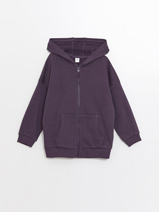 Kap??onlu Basic Uzun Kollu Erkek Bebek Fermuarl? Sweatshirt