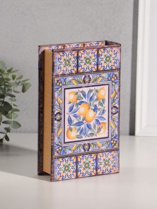 Шкатулка книга - сейф «Солнечные лимоны» дерево, искусственная кожа, 21×13×5 см