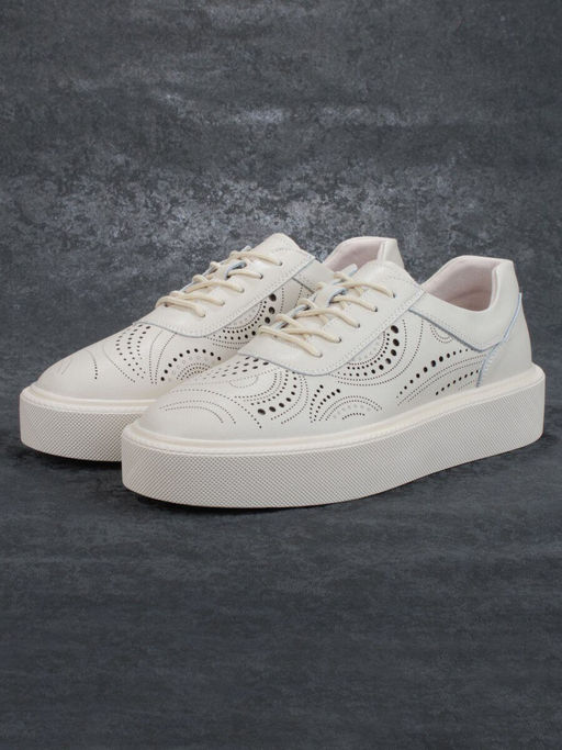 05-PDD166-1 BEIGE Кроссовки женские (натуральная кожа) - Фабричный китай фото 5