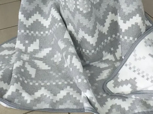 Одеяло байковое в канте 140*200 жаккард "Снежинка" цв. серый