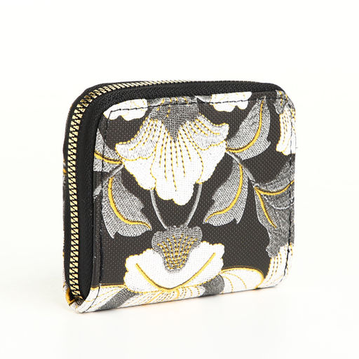 Кошелёк на молнии, с вышивкой, маленький, чёрный
