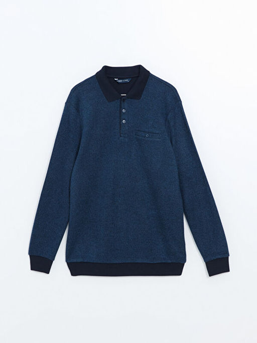 Polo Yaka Uzun Kollu Erkek Sweatshirt