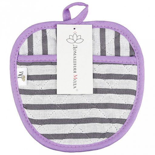 Прихватка с запахом 19х19см "Лайн-3", форма "Яблоко", рогожка 171г/м2, хлопок 100%, наполнитель - ватин 280г/м2, на пластмассовом подвесе, "Домашняя мода" (Россия)