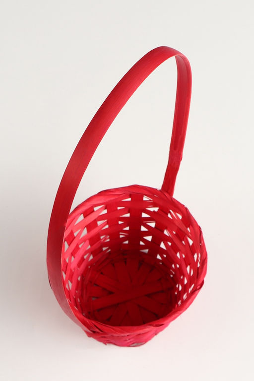 Корзина плетёная, 13×13×9.5 см, ручка h=21 см, бамбук, красная