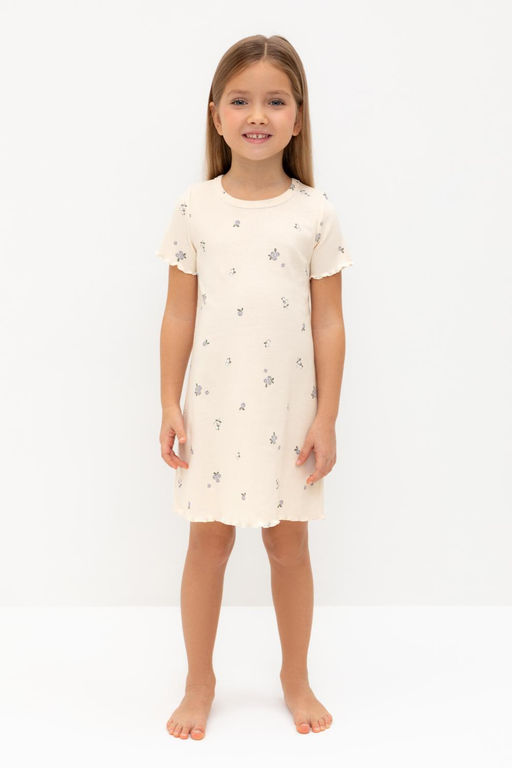 К 1180/айвори,голубика и цветы сорочка ночная для дев