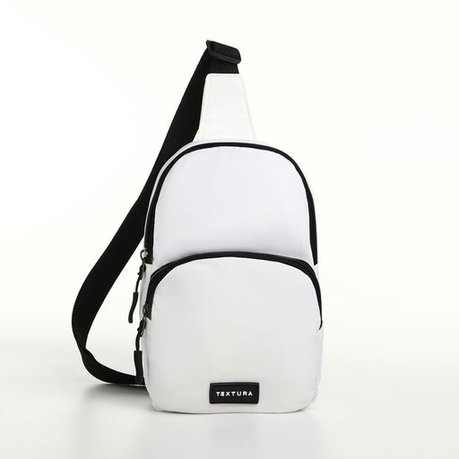 Сумка-слинг на молнии TEXTURA, наружный карман, белая