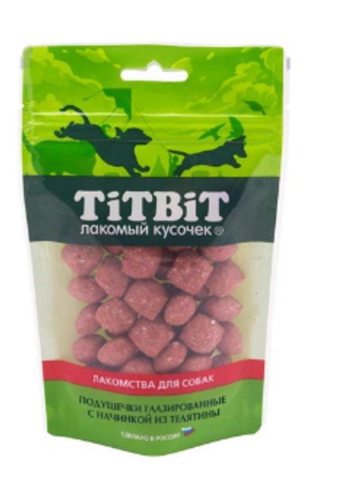 Титбит Подушечки глазированные с начинкой из телятины для собак Золотая коллекция 100 г 4690538018750
