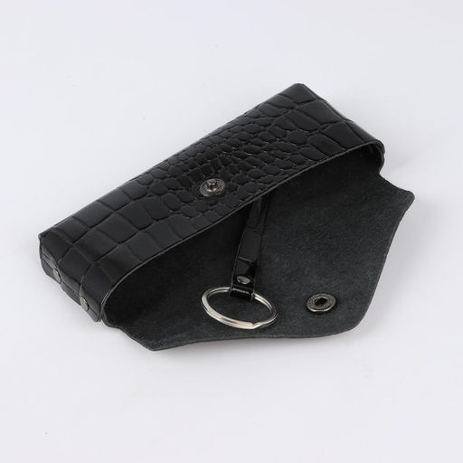 Ключница карманная TEXTURA на кнопке, с кольцом, размер 15×1×6 см, чёрная