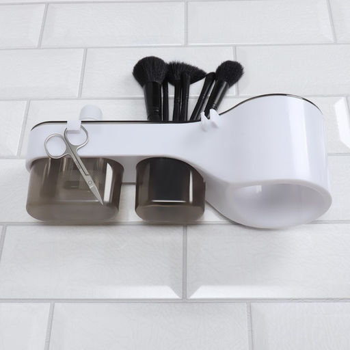 Органайзер настенный, 3 секции, с клеевыми крючками, 28.7×10.5×8.5 см, коричневый, белый