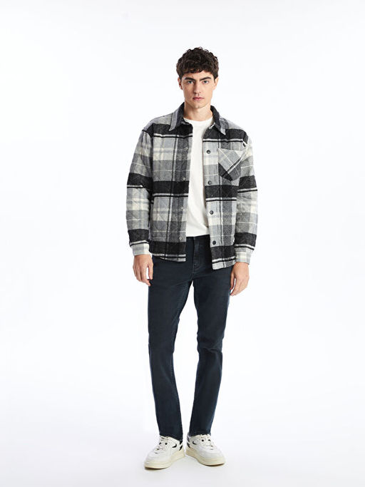 Regular Fit Uzun Kollu Ekose Erkek G?mlek Ceket