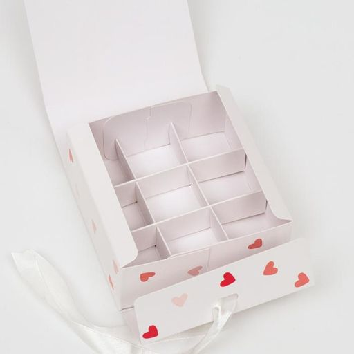 Цена за 5 шт. Подарочная коробка сборная с окном I LOVE YOU, 11.5×11.5×5 см