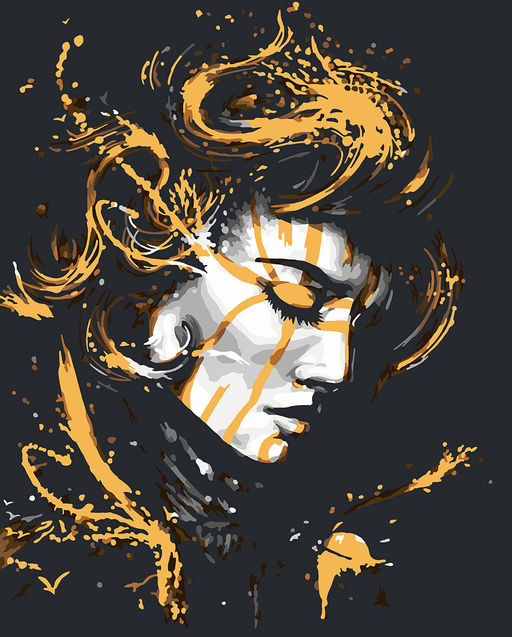 ФРЕЯ PNB/PLZ-133 Набор для раскрашивания по номерам ( с краской-металлик ) 50 х 40 см Воительница тьмы