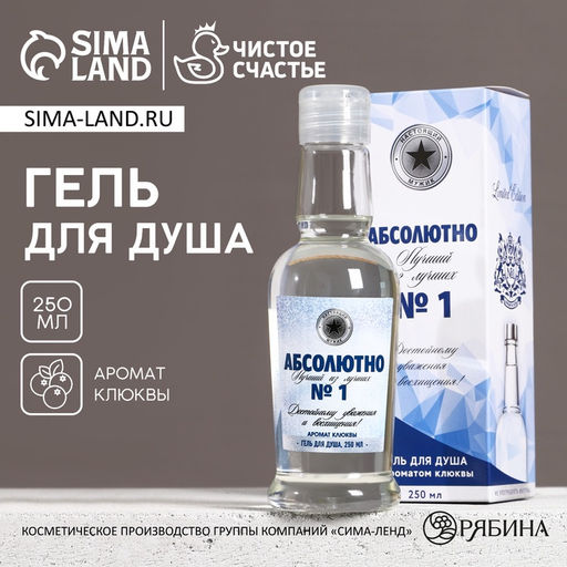 Гель для душа водка «Абсолютно лучший», 250 мл, аромат свежести, Чистое счастье