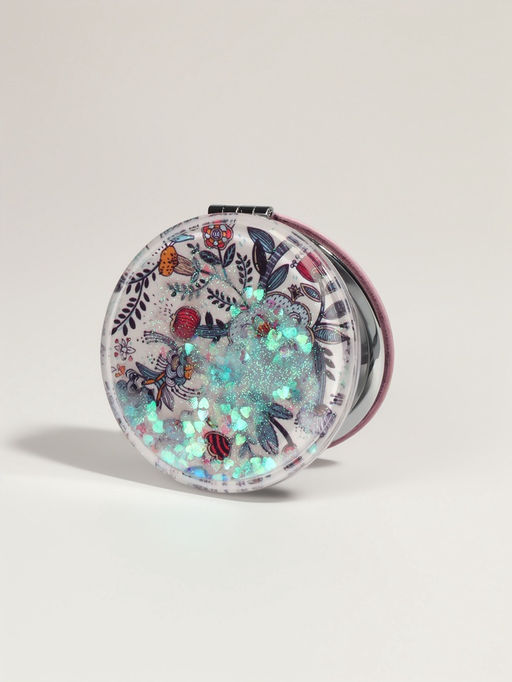 Цена за 2 шт. Зеркало складное Цветы, d=7.2 см, с увеличением х2, белое, фиолетовое - Qf фото 2