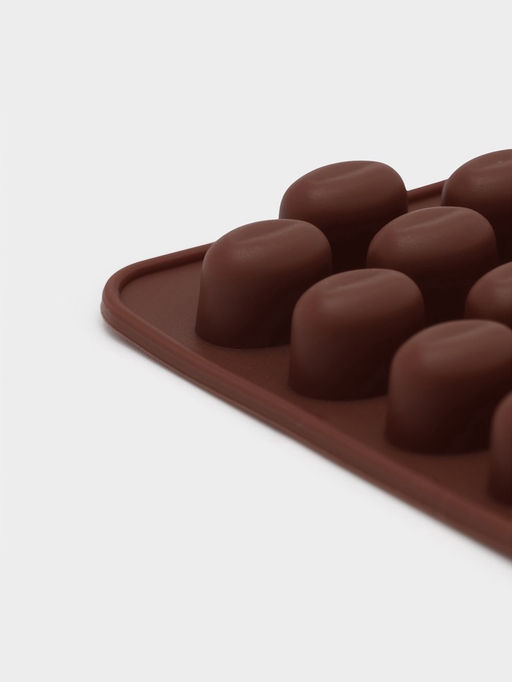 Форма для мармелада Доляна Кофейные бобы, силикон, 18.5?11?1 см, 55 ячеек (1.6?1.2 см), коричневая  фото 5