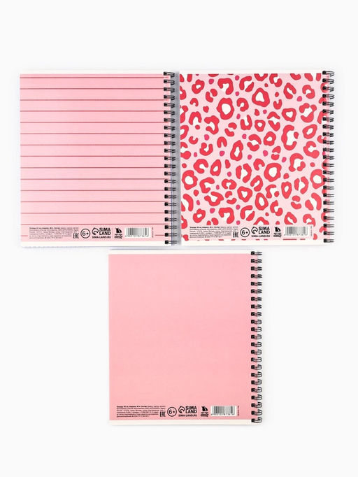 Цена за 2 шт. Тетрадь в клетку, 48 л., А5, на спирали, блок №1, Pink, МИКС