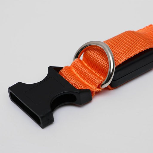 Ошейник с подсветкой размер XL, ОШ 52-60 х 2,5 см, 3 режима свечения оранжевый - Пижон фото 4