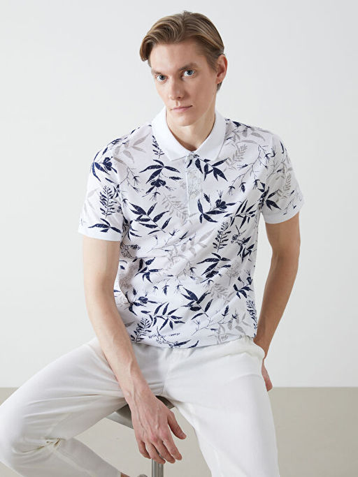 Polo Yaka K?sa Kollu Desenli Pike Erkek Ti??rt