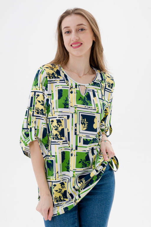Туника женская из кулирки Полина цитрусовый микс макси - Амадэль фото 4