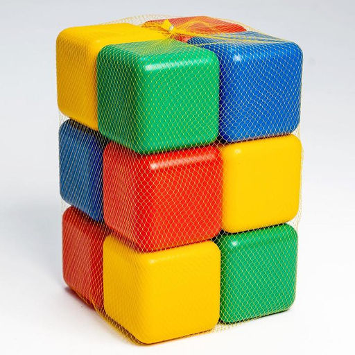 Кубики детские, пластиковые, цветные, 12 штук, 12×12 см