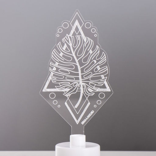 Светильник 3D ночник RISALUX «Монстера», LED RGB 6 цветов, от батареек 3хLR1130 6×11 см