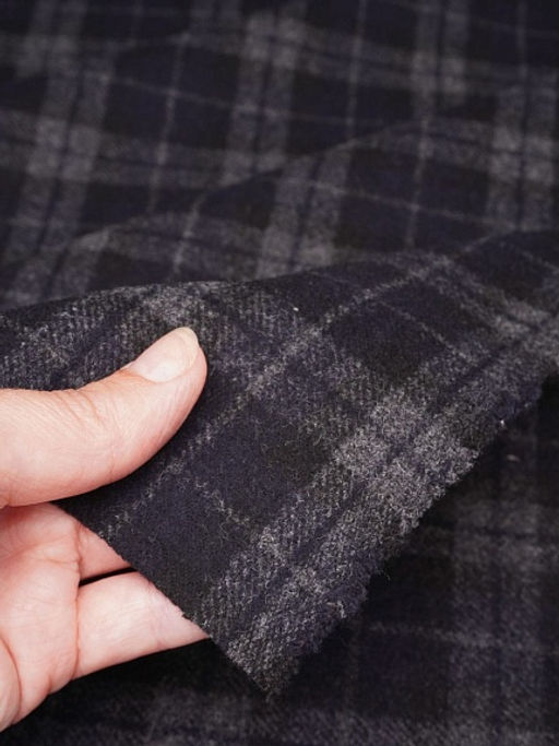 Шерсть пальтово-костюмная Твид Клетка двойная цв.серый/черный, ш.1.5м, шерсть-50%, п/э-50% - Купава фото 11