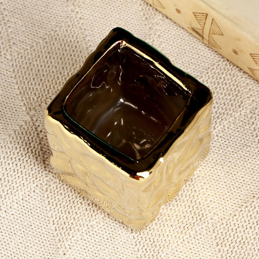 Кашпо для цветов «Патрик», 7×7×7.5 см, керамика, золотистое
