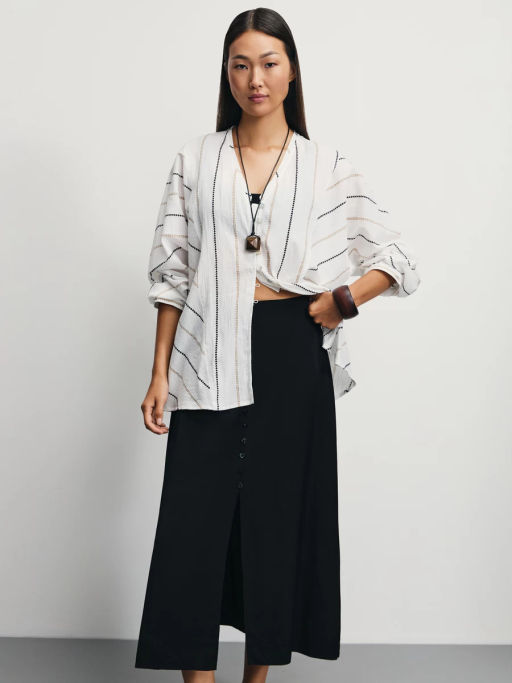 Юбка миди на декоративных пуговицах / Zarina фото 2