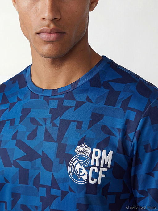 Bisiklet Yaka Real Madrid Bask?l? Erkek Spor Ti??rt